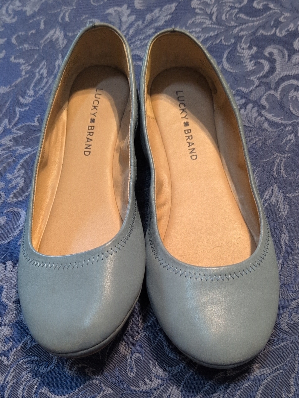 Lucky Brand Women's Light Blue Leather Ballet Flats